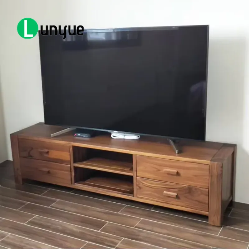 Sustainable Living Design - ตู้วางทีวีไม้สักสไตล์นอร์ดิกโมเดิร์นยุโรป 4 ลิ้นชัก ไม้แท้จากอินโดนีเซียที่ยั่งยืน เฟอร์นิเจอร์ห้องนั่งเล่น ดีไซน์จีน