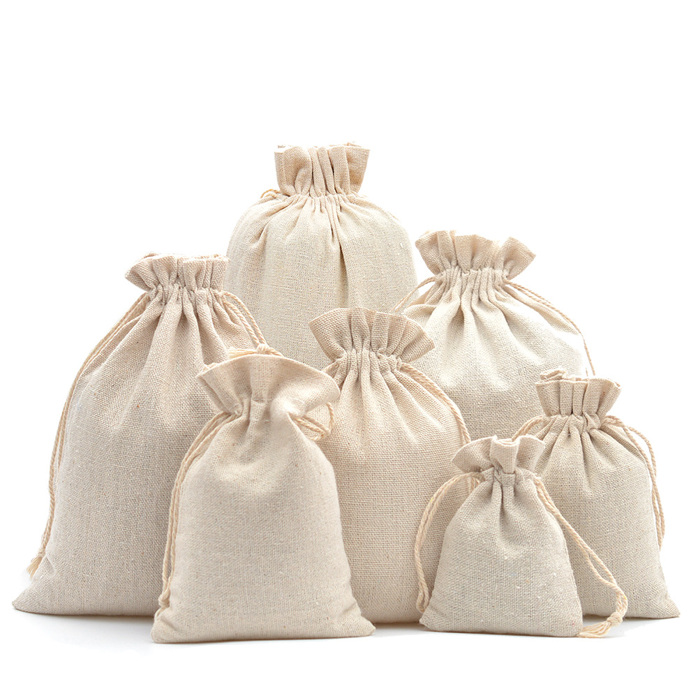 Linen Bag Bulk - 10 ชิ้นผ้าฝ้ายผ้าลินิน Drawstring กระเป๋าของขวัญ Burlap บรรจุถุงเก็บกระเป๋าสําหรับงานแต่งงานเครื่องประดับคริสต์มาสป้องกันฝุ่น