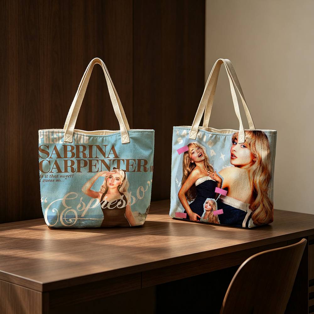 Linen Bag Bulk - กระเป๋าถือ S-Sabrina C-Carpenter Singer, กระเป๋าสะพายไหล่ความจุขนาดใหญ่, กระเป๋าถือลำลองสำหรับผู้หญิง