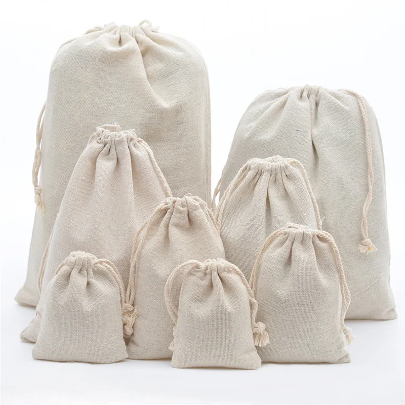 10ชิ้น/ล็อตปอกระเจาผ้าลินินสาย - Linen Bag Bulk บทวิจารณ์และราคา