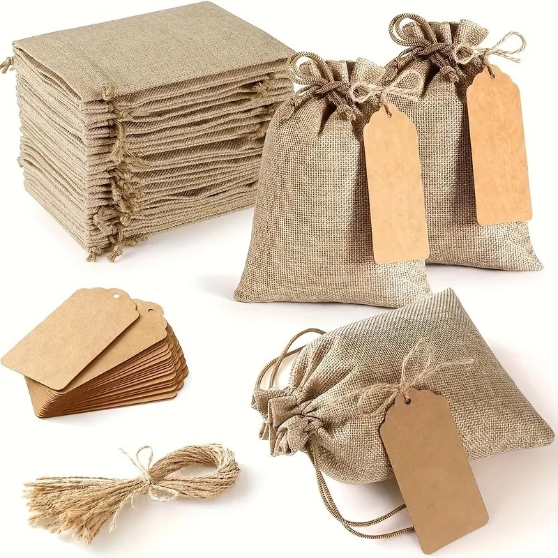 ถุงผ้าลินินแบบมีเชือกผูก 21/51 - Linen Bag Bulk บทวิจารณ์และราคา